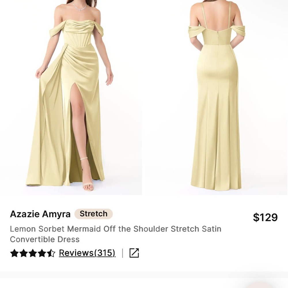Azazie Lemon Sorbet Off-Shoulder Mermaid Gown